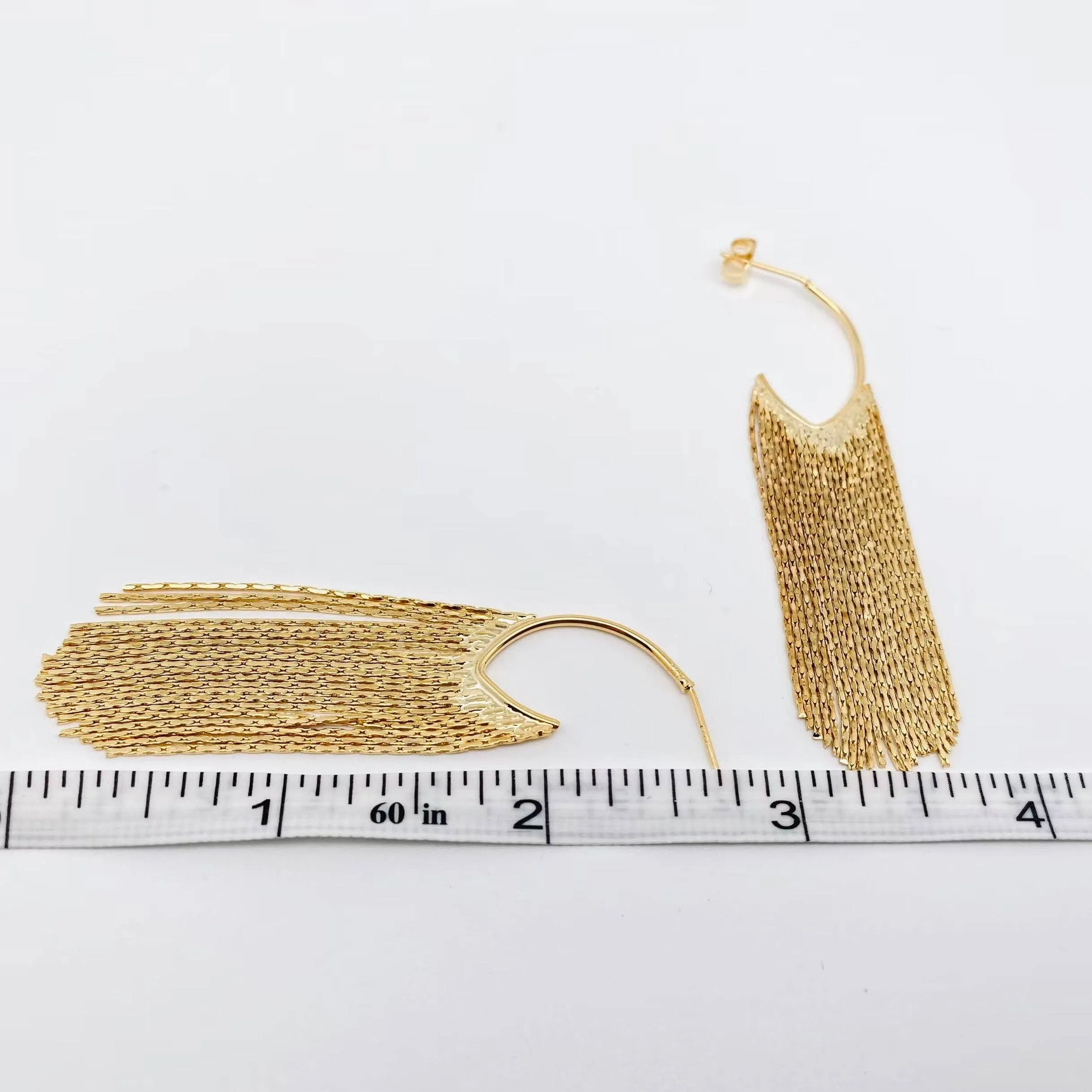 18K Gold-plated Chain Tassel Post Earrings