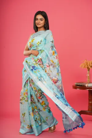 AASMAN  LINEN SAREE
