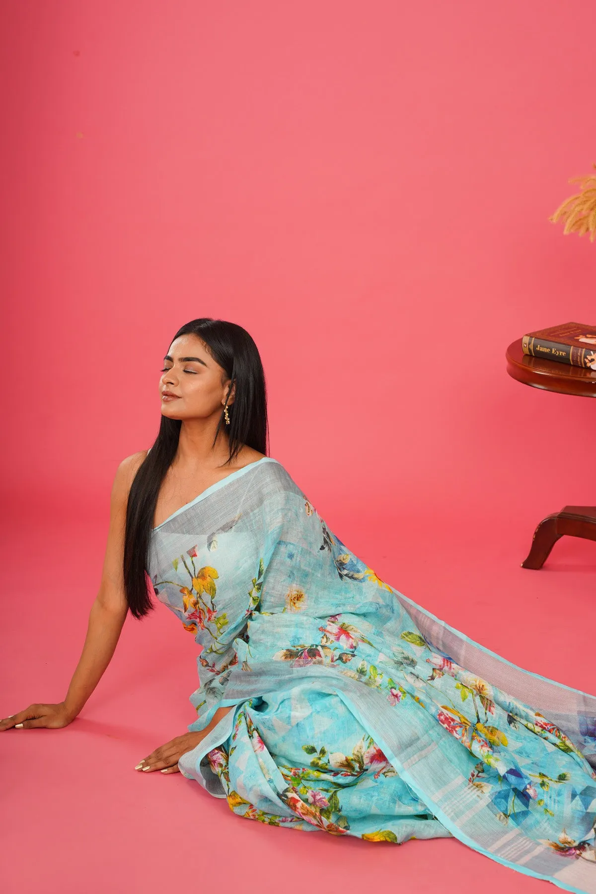 AASMAN  LINEN SAREE