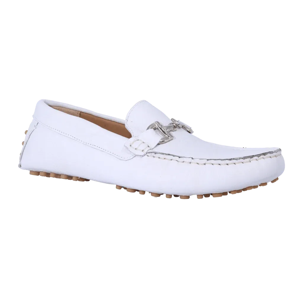 Aliverti Driver Moccasin in White