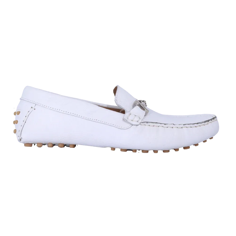 Aliverti Driver Moccasin in White