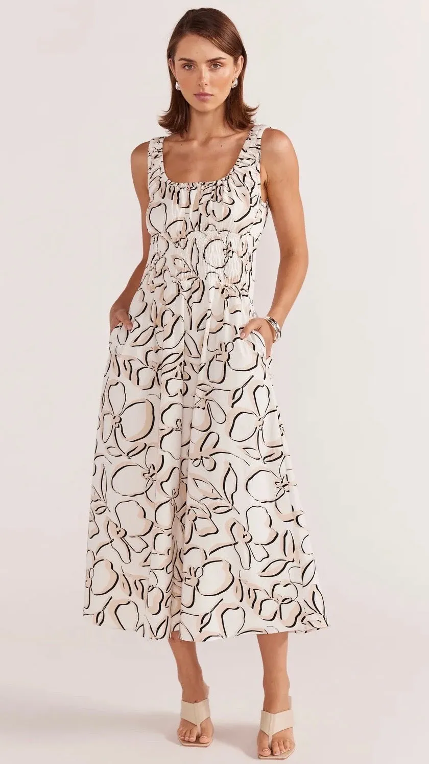 Amina Shirred Midi Dress