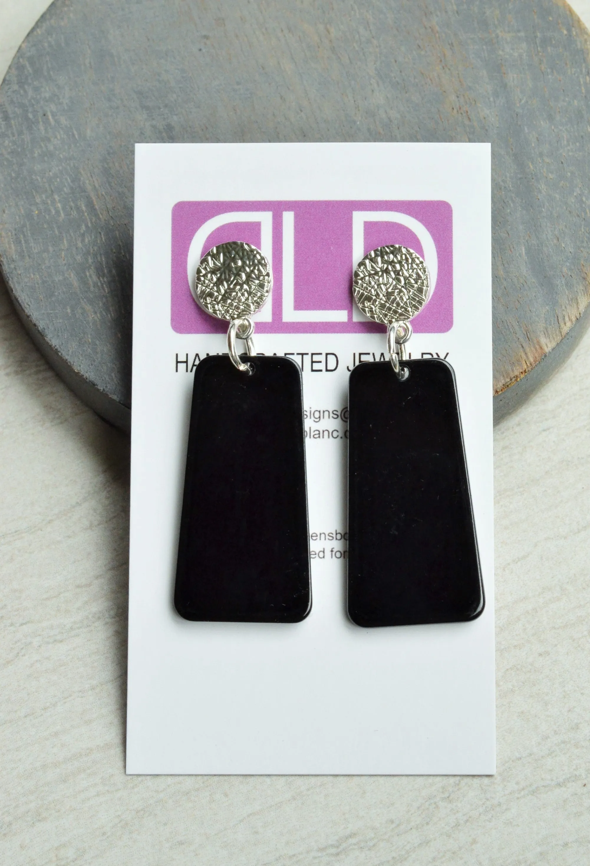 Black Acrylic Lucite Dangle Big Womens Statement Earrings - Nevaeh