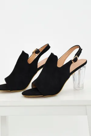 Black Suedette Mules
