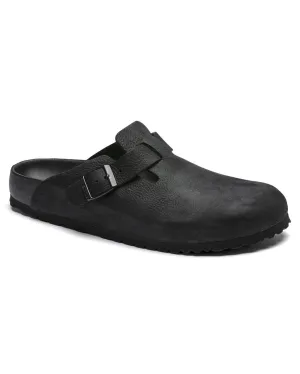 Boston Exquisite Black Nubuck Leather Clogs