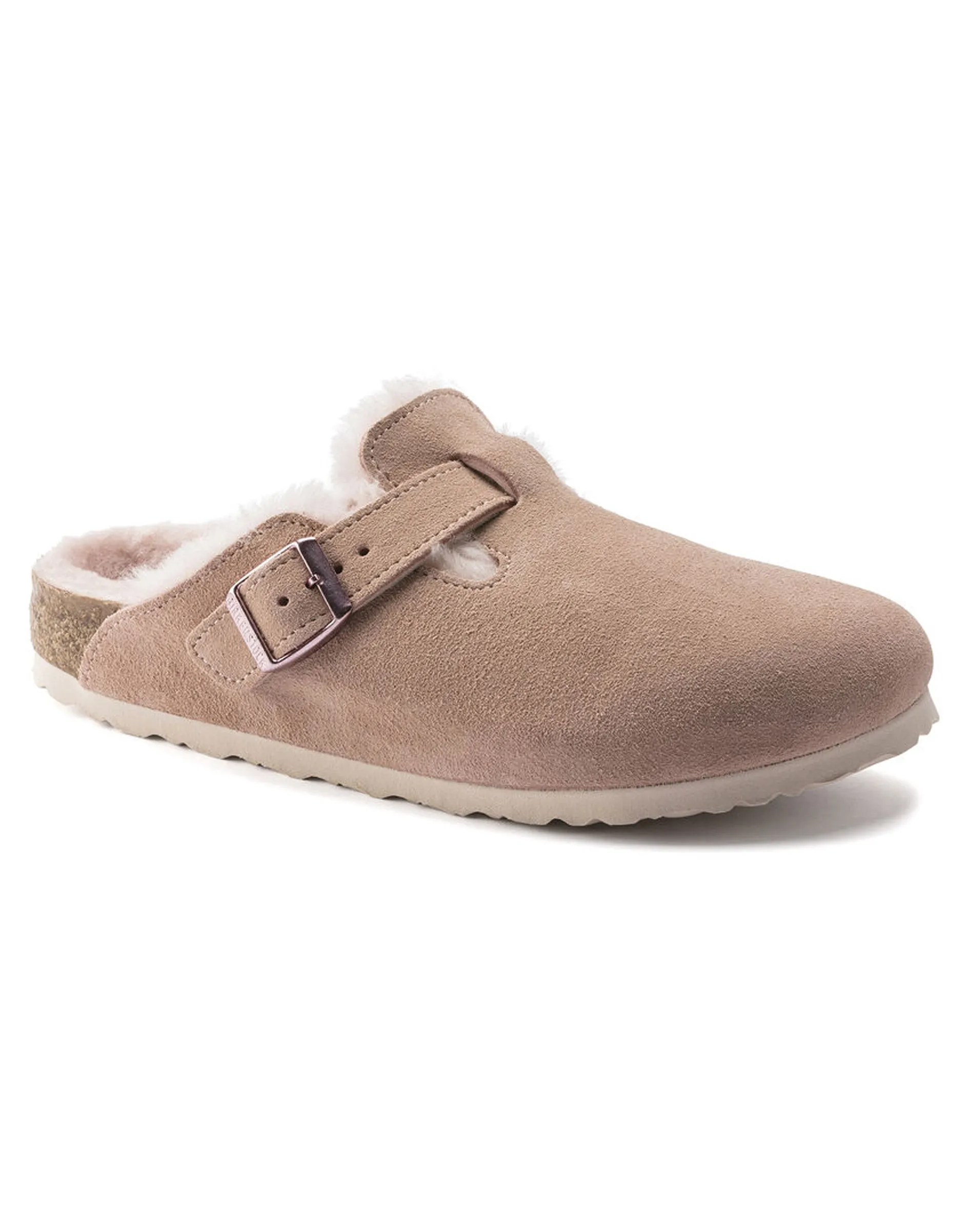 Boston Shearling Light Rose Suede Leather Clogs