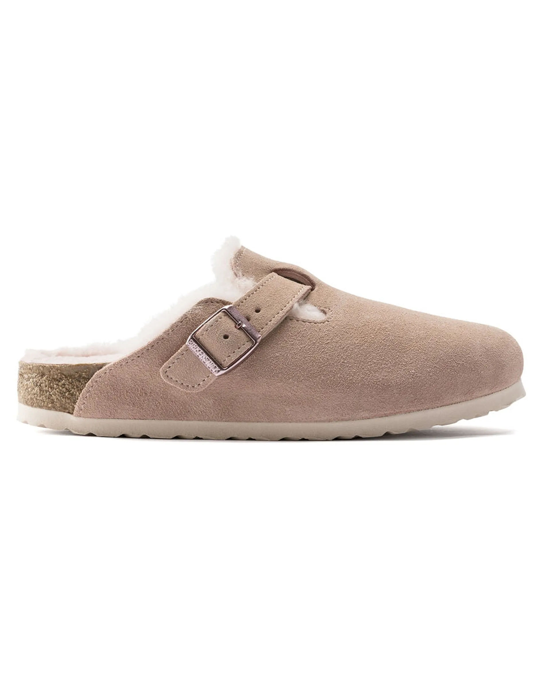 Boston Shearling Light Rose Suede Leather Clogs