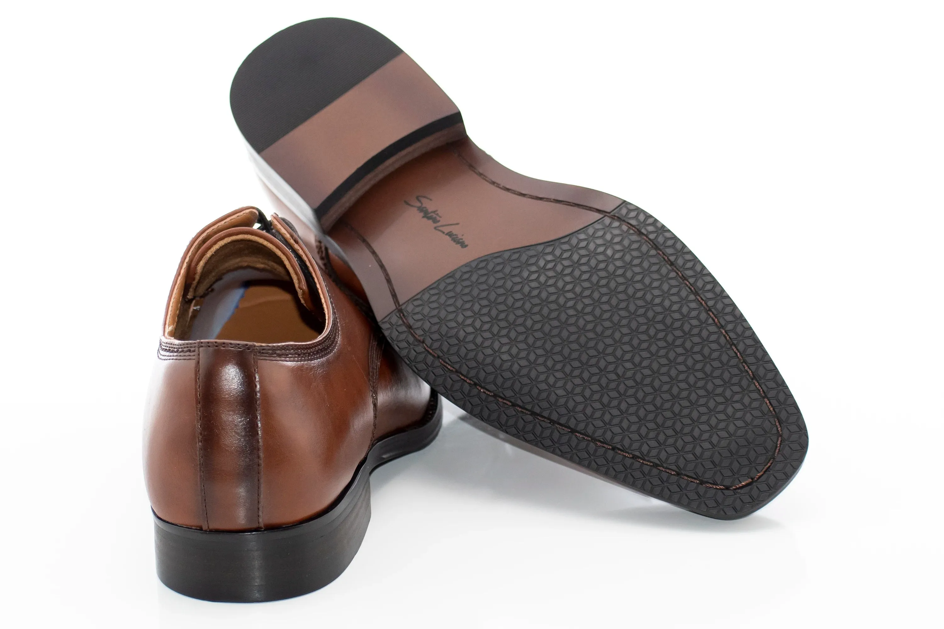 Brown Grain Leather Derby Lace-Up Dress Shoe