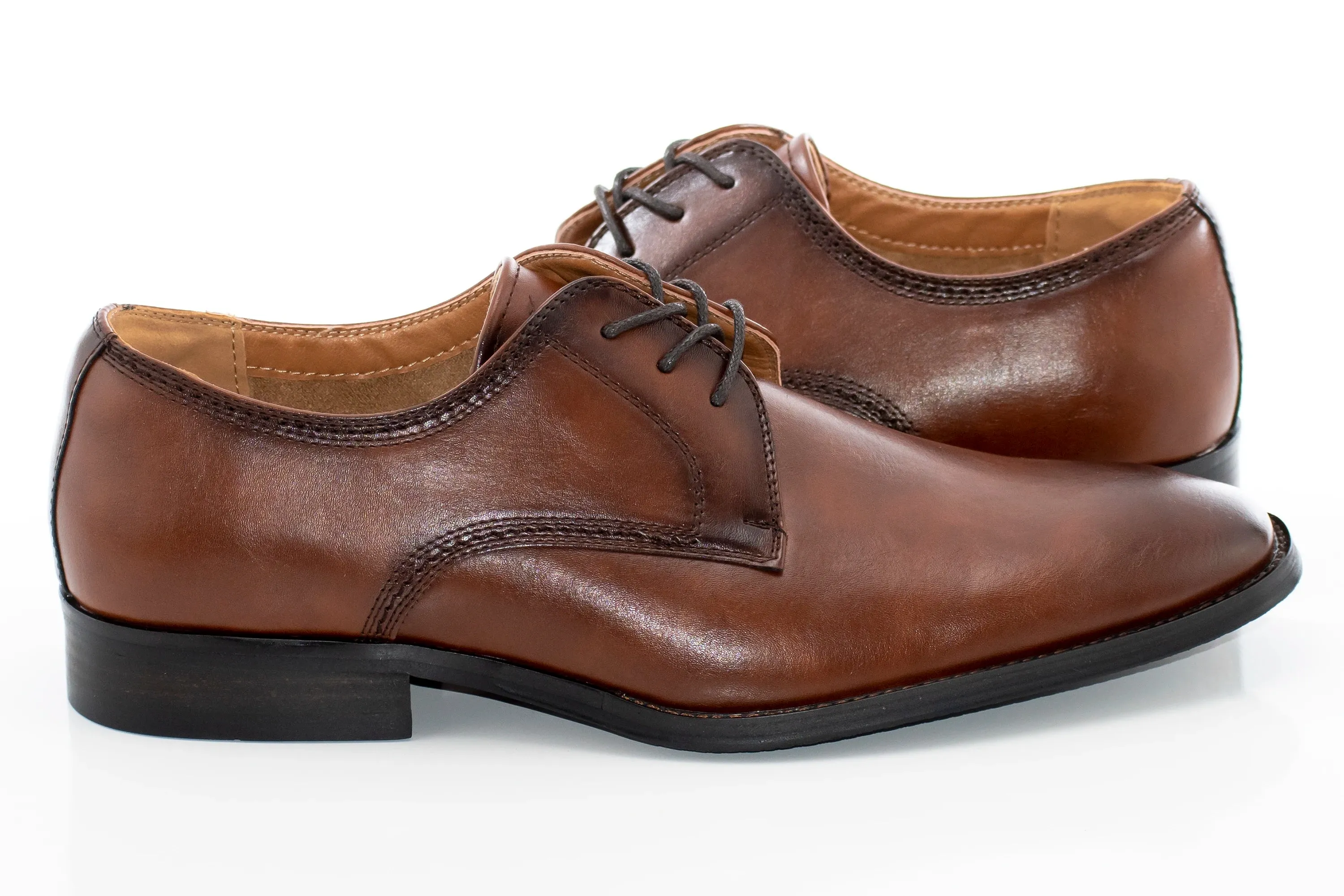 Brown Grain Leather Derby Lace-Up Dress Shoe