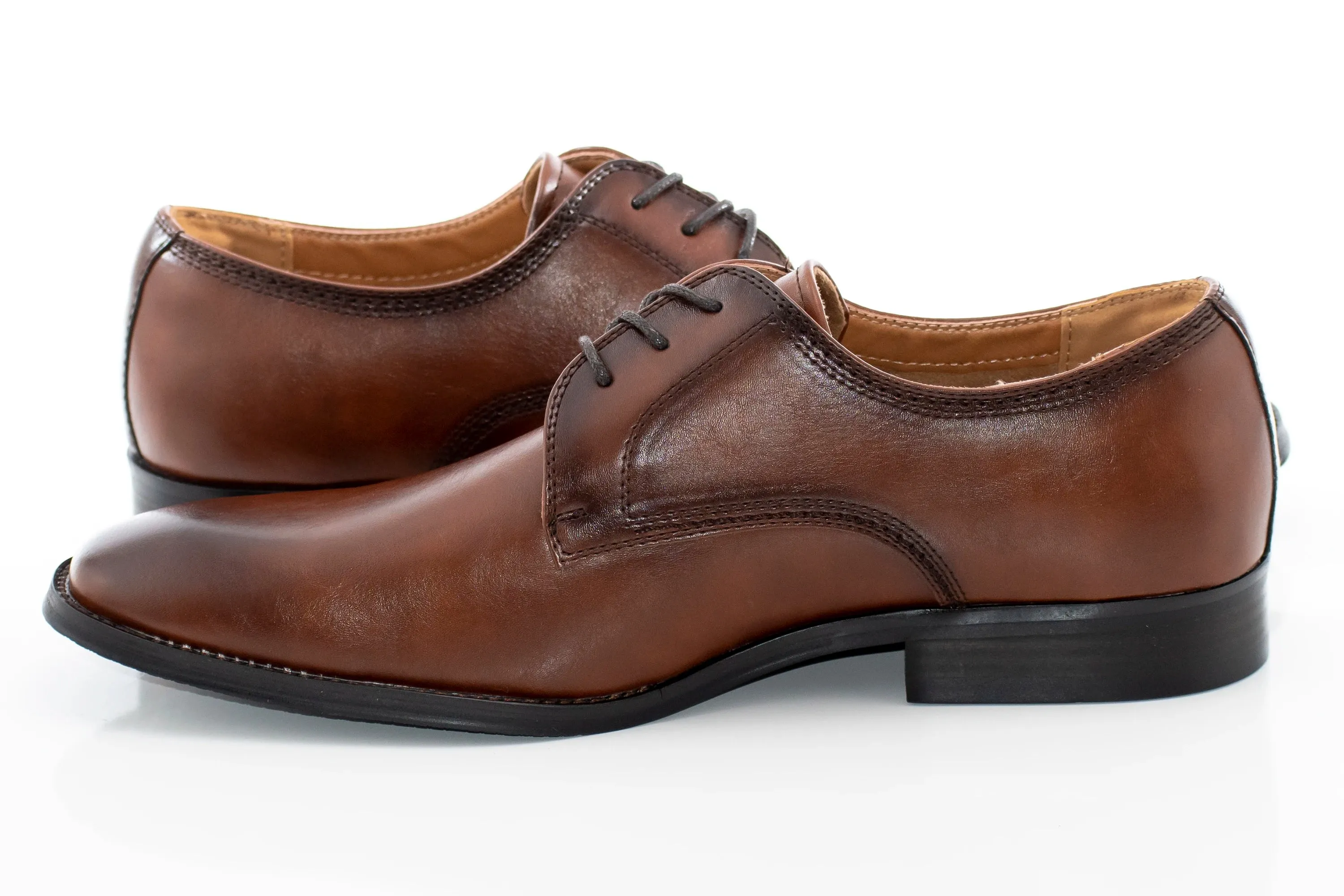 Brown Grain Leather Derby Lace-Up Dress Shoe