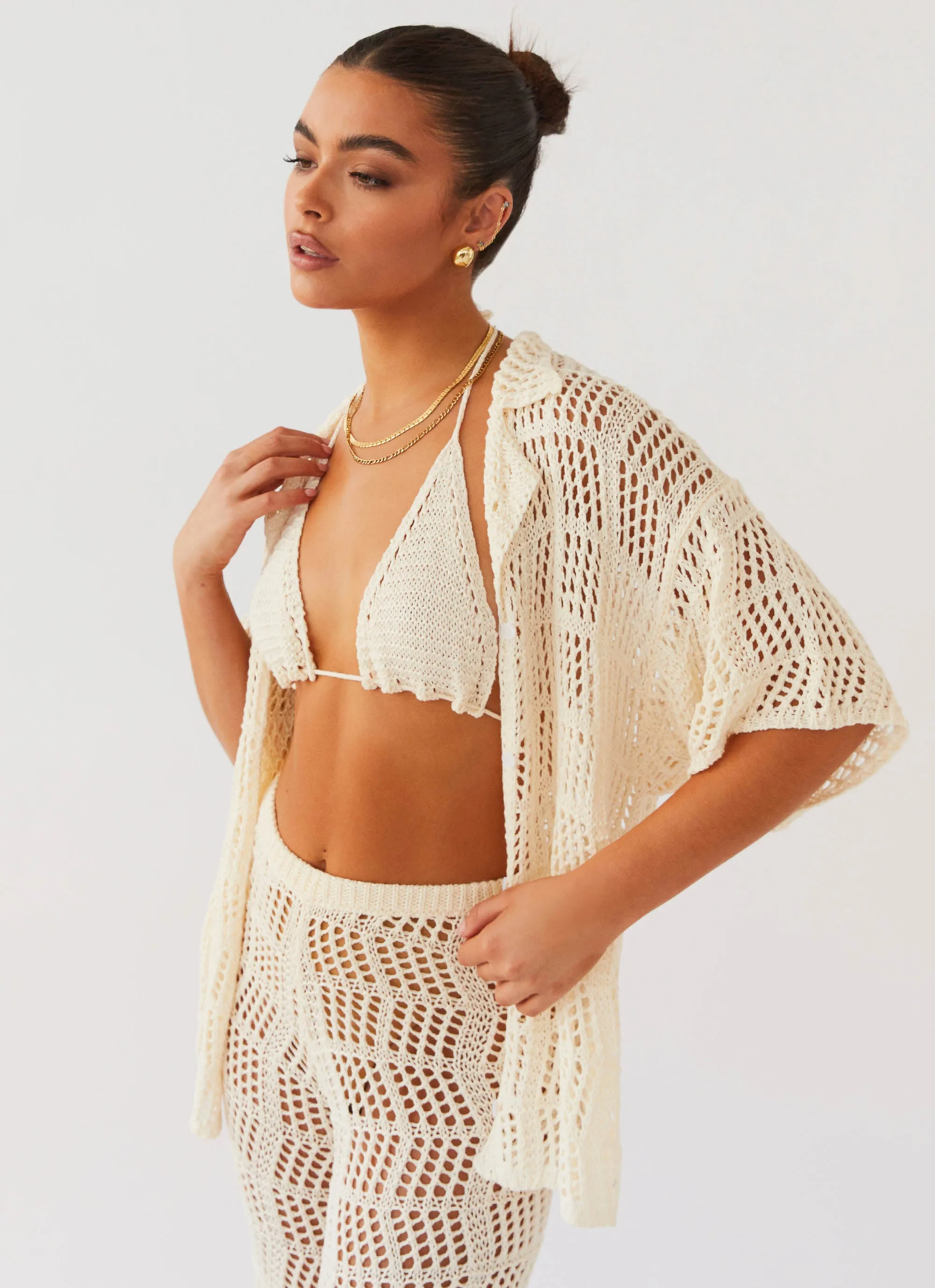 Cabo Paradise Crochet Shirt - Natural