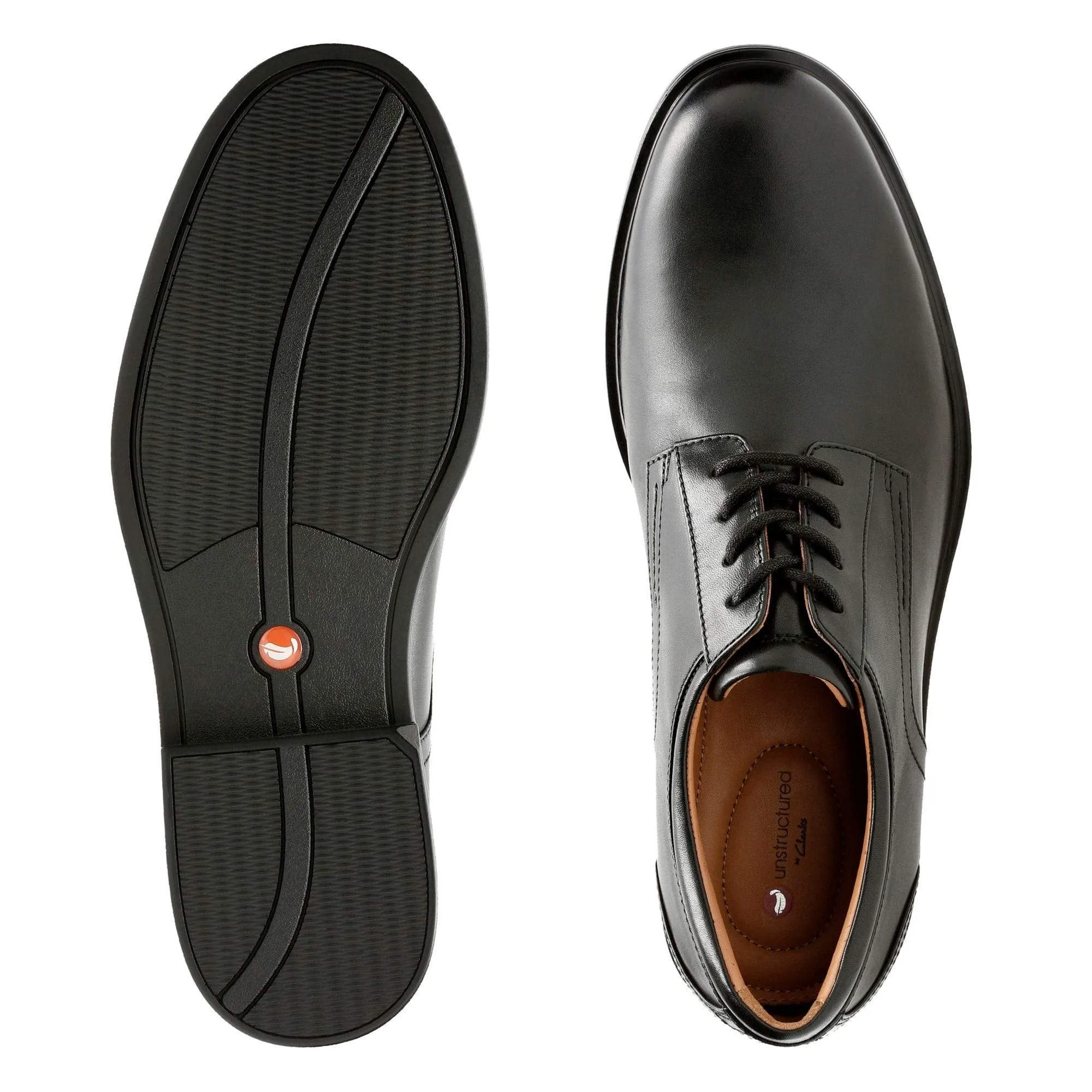 Clarks Men's Un Aldric Lace Dress Shoes- Black Leather