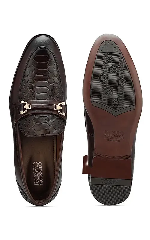 Coffee Croco Textured Loafers