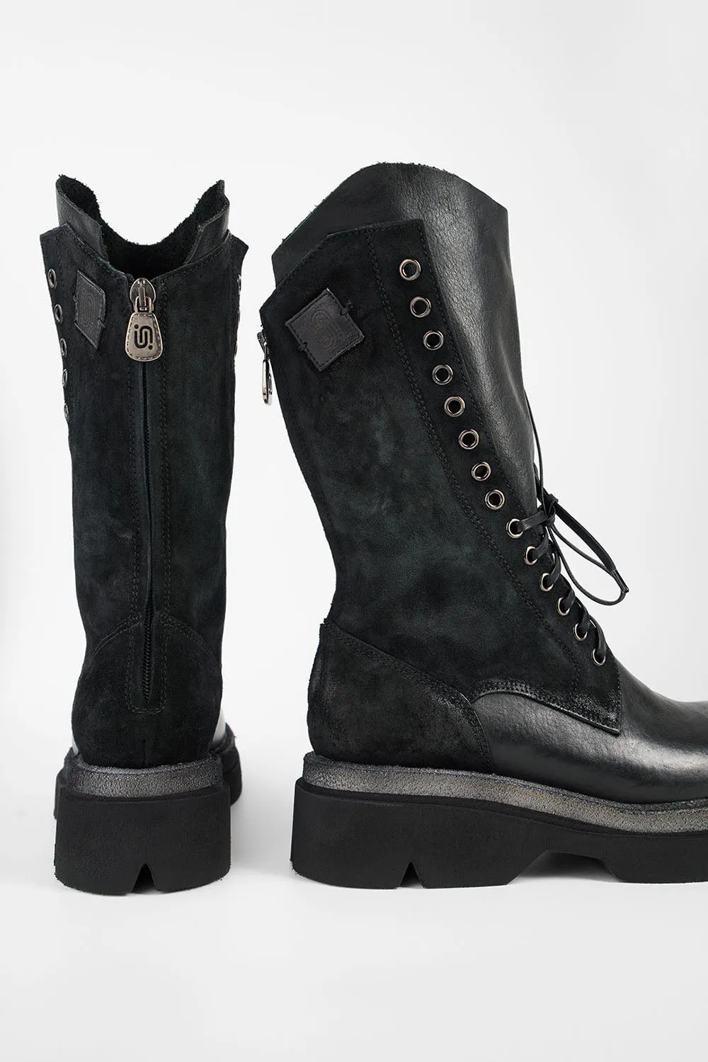 CROFT urban-black suede lightweight lace up boots.