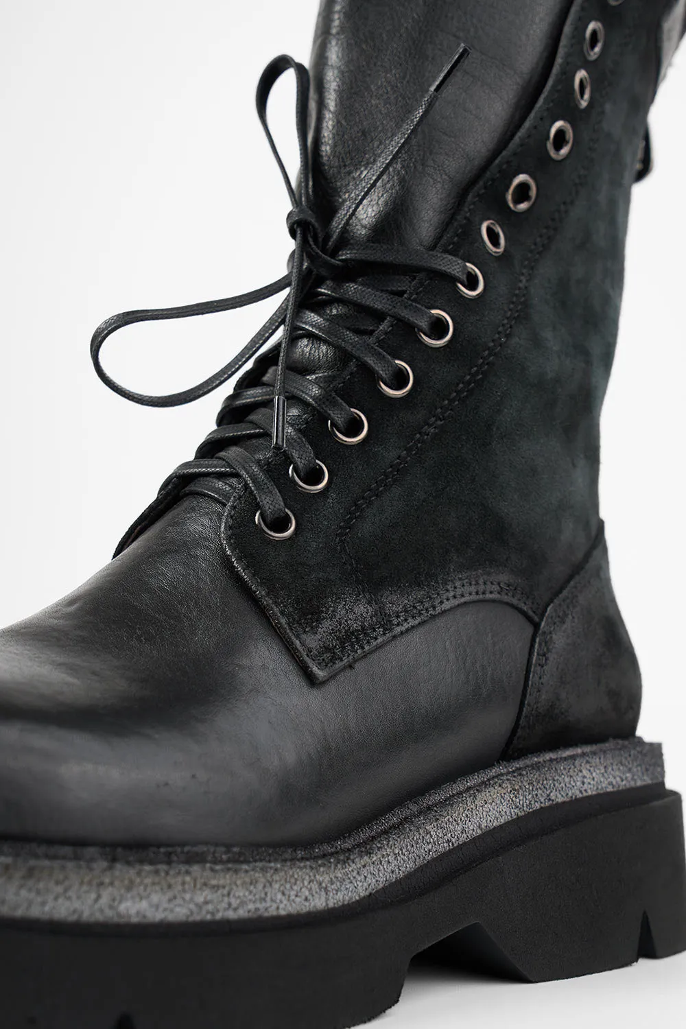 CROFT urban-black suede lightweight lace up boots.