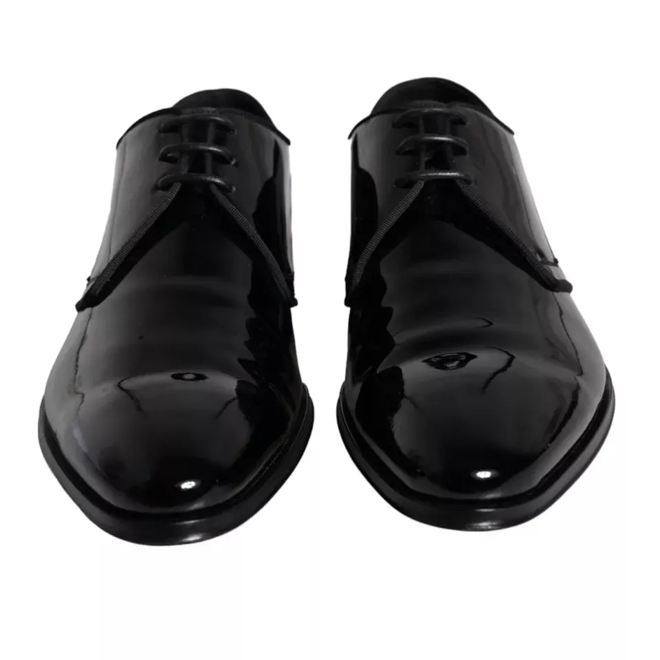 Dolce & Gabbana Black Calfskin Leather Derby Herre Dress Sko