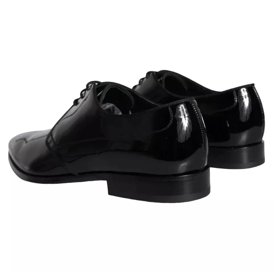 Dolce & Gabbana Black Calfskin Leather Derby Herre Dress Sko