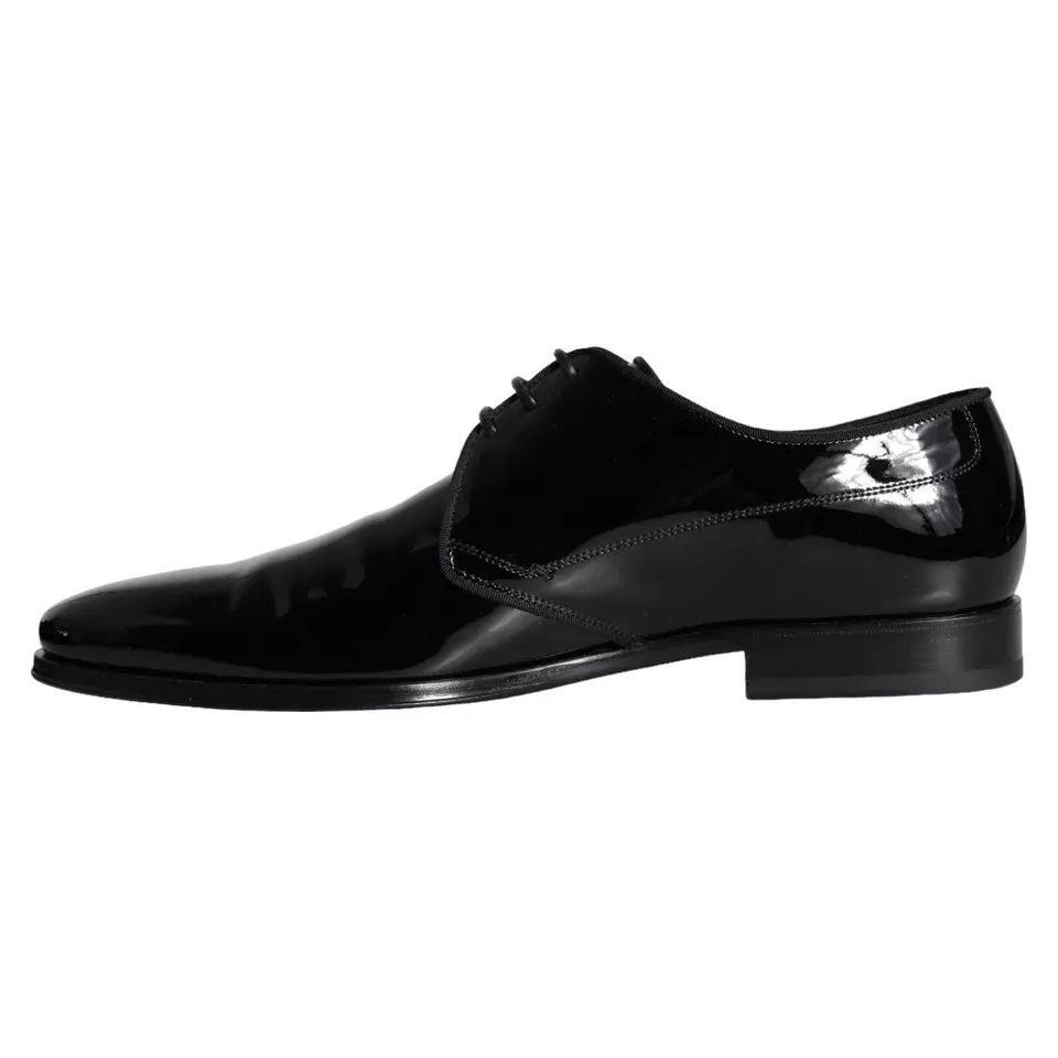 Dolce & Gabbana Black Calfskin Leather Derby Herre Dress Sko