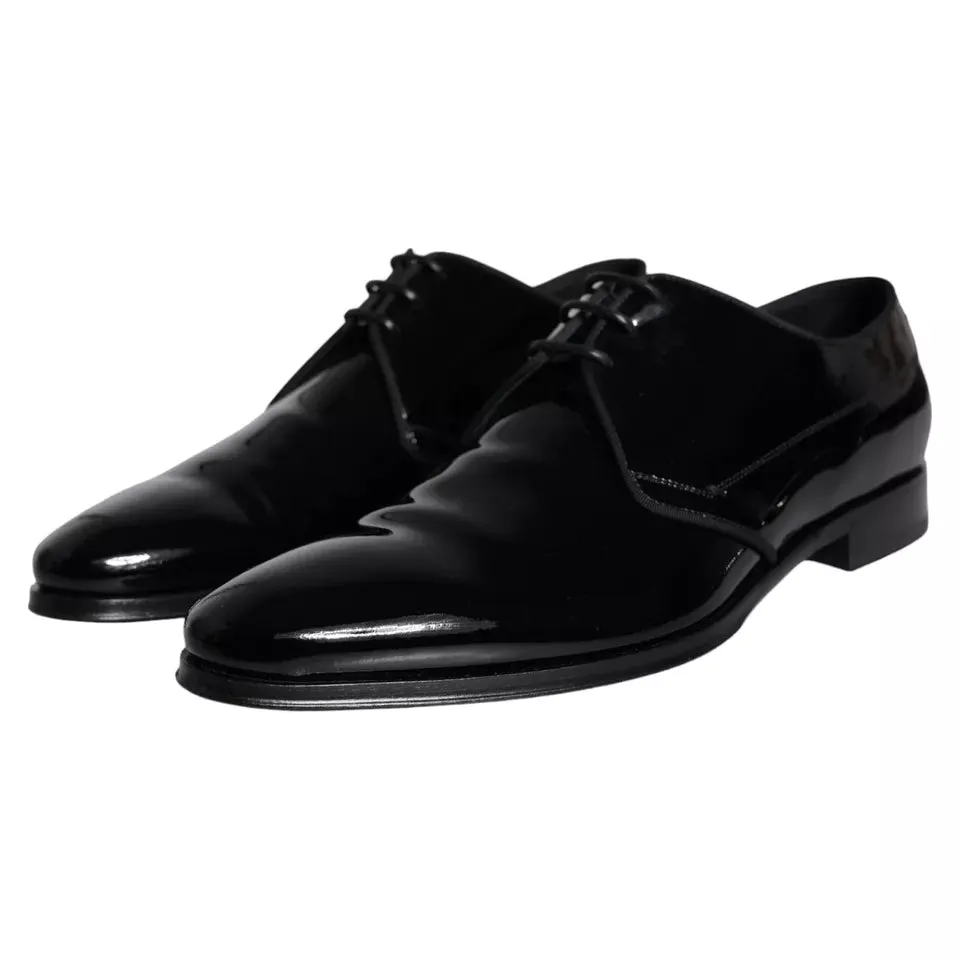 Dolce & Gabbana Black Calfskin Leather Derby Herre Dress Sko