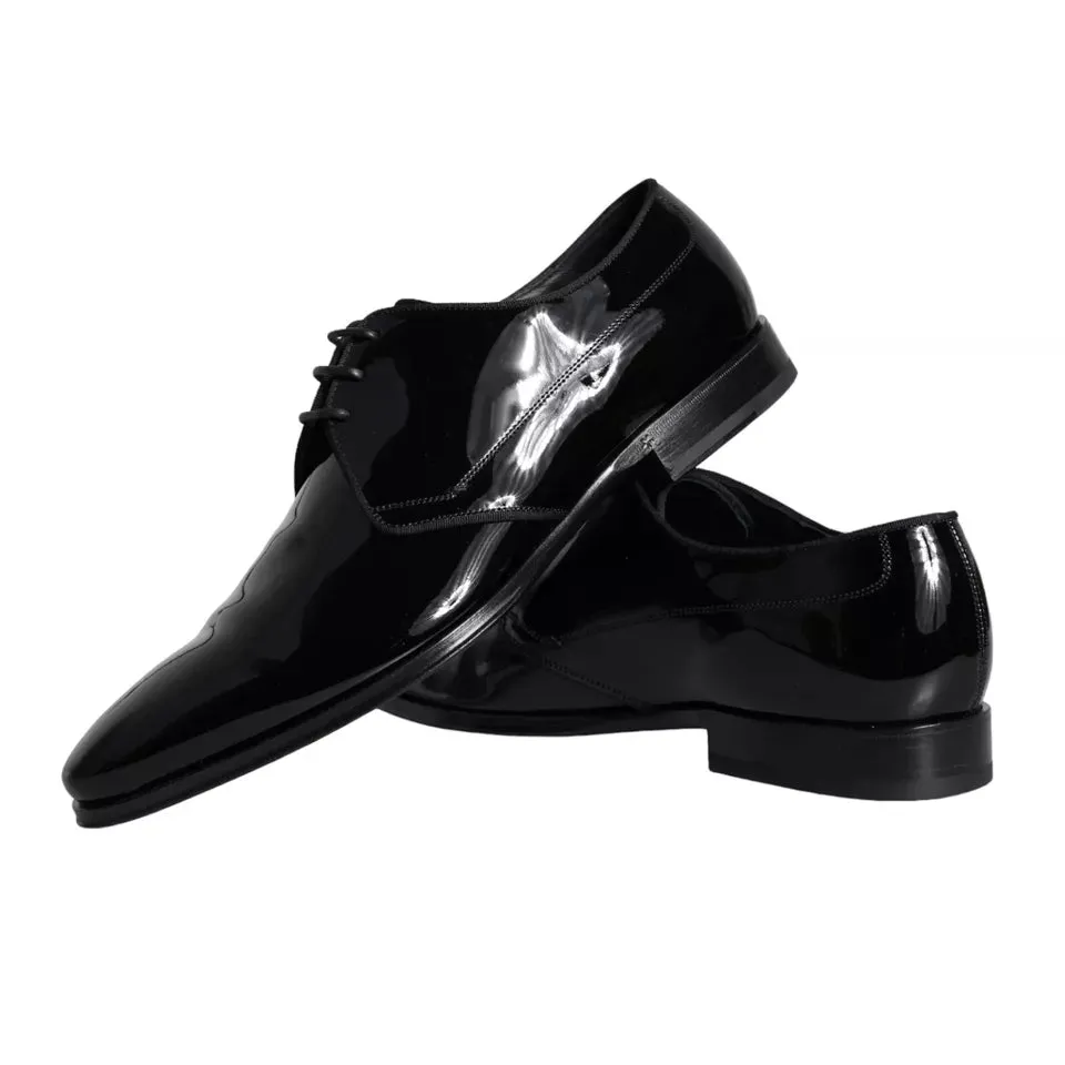 Dolce & Gabbana Black Calfskin Leather Derby Herre Dress Sko