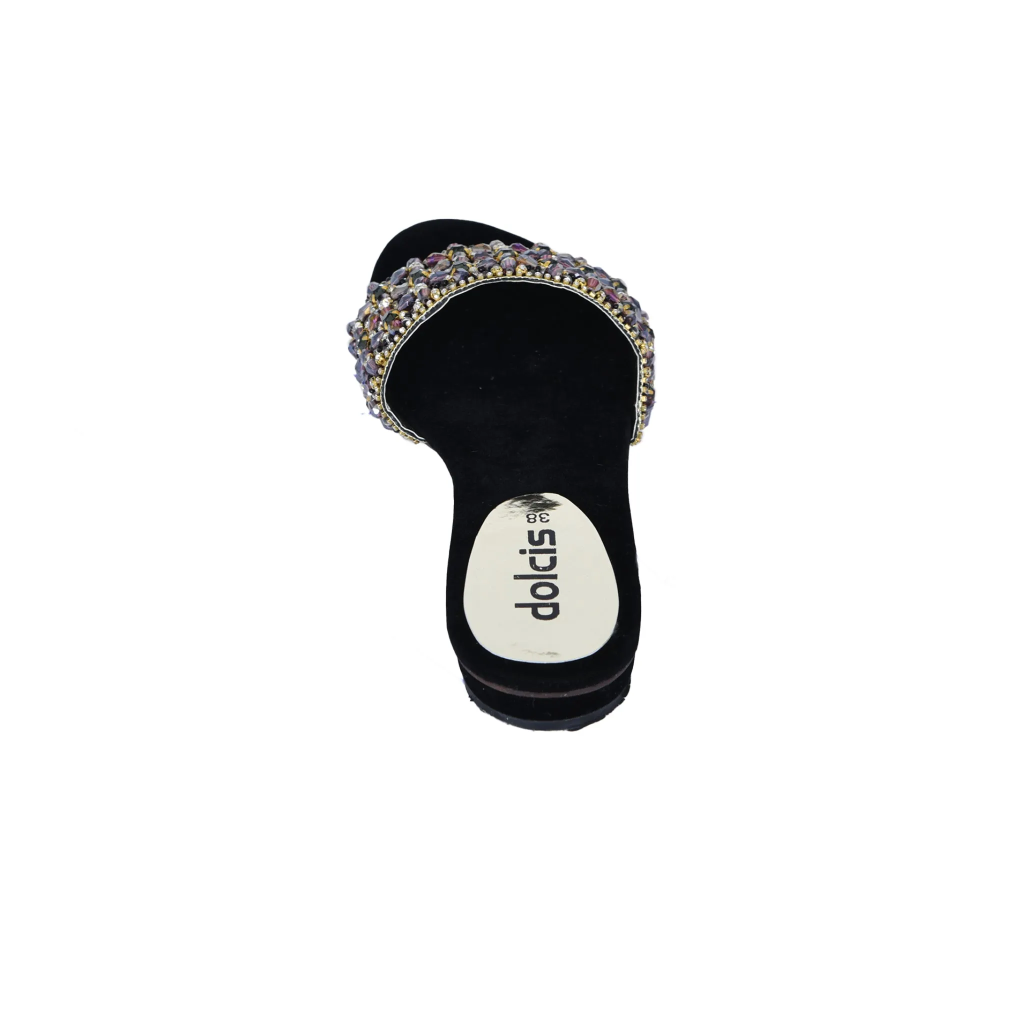 Elegant Black Beaded Flats | 509J-C