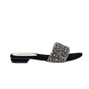 Elegant Black Beaded Flats | 509J-C