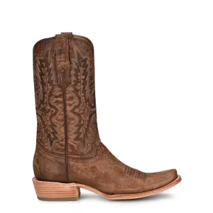 Embroidered Narrow Square Toe Pull On Cowboy Boots