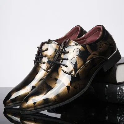 Floral Patternt Leather Shoes Men Elegant Brogues Men Wedding Dress Shoes
