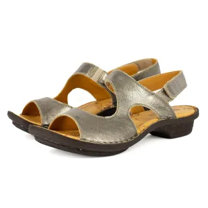 Gadla : Ladies Leather Sandal in Anthracite Metallic