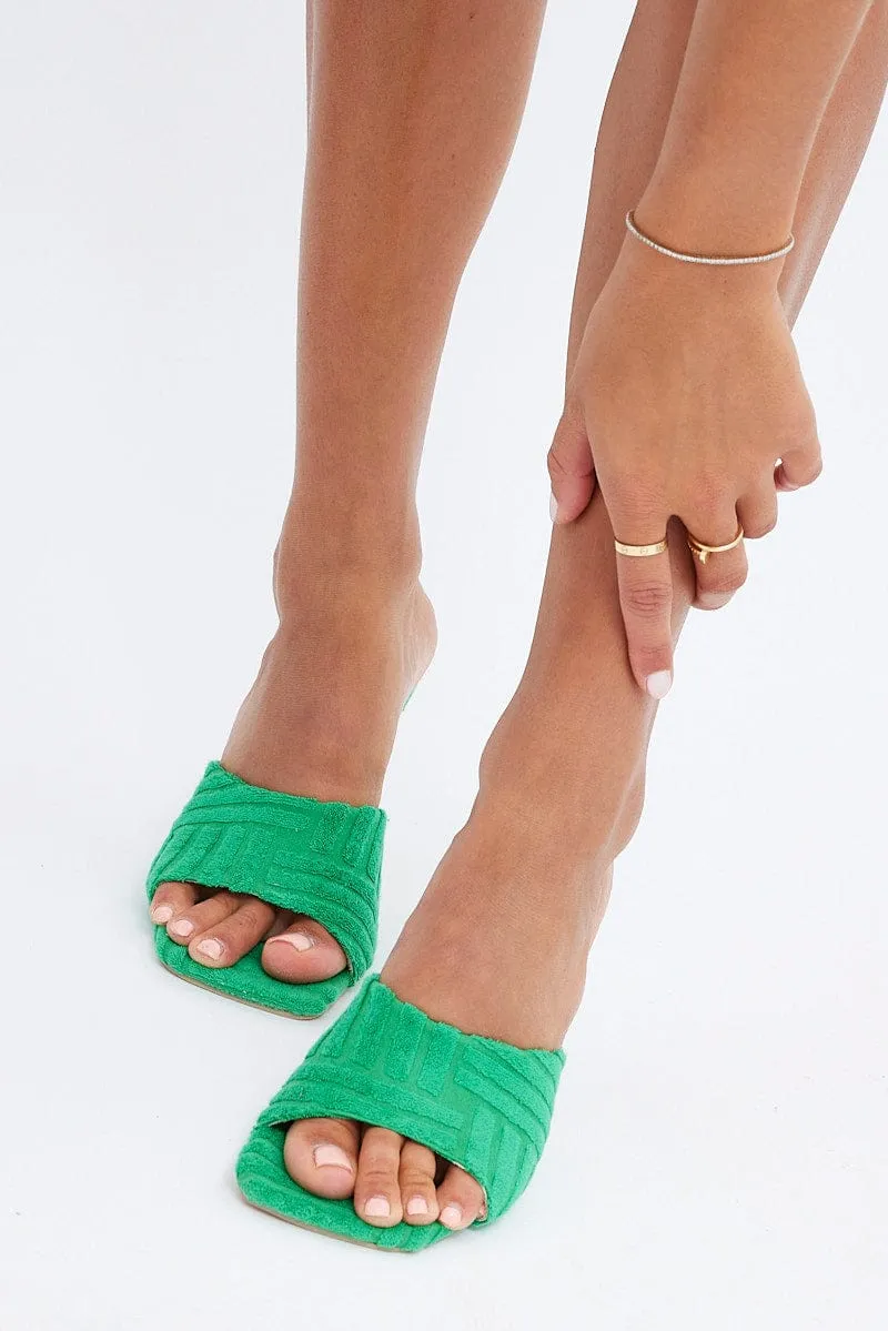 Green Toweling Detail Mules