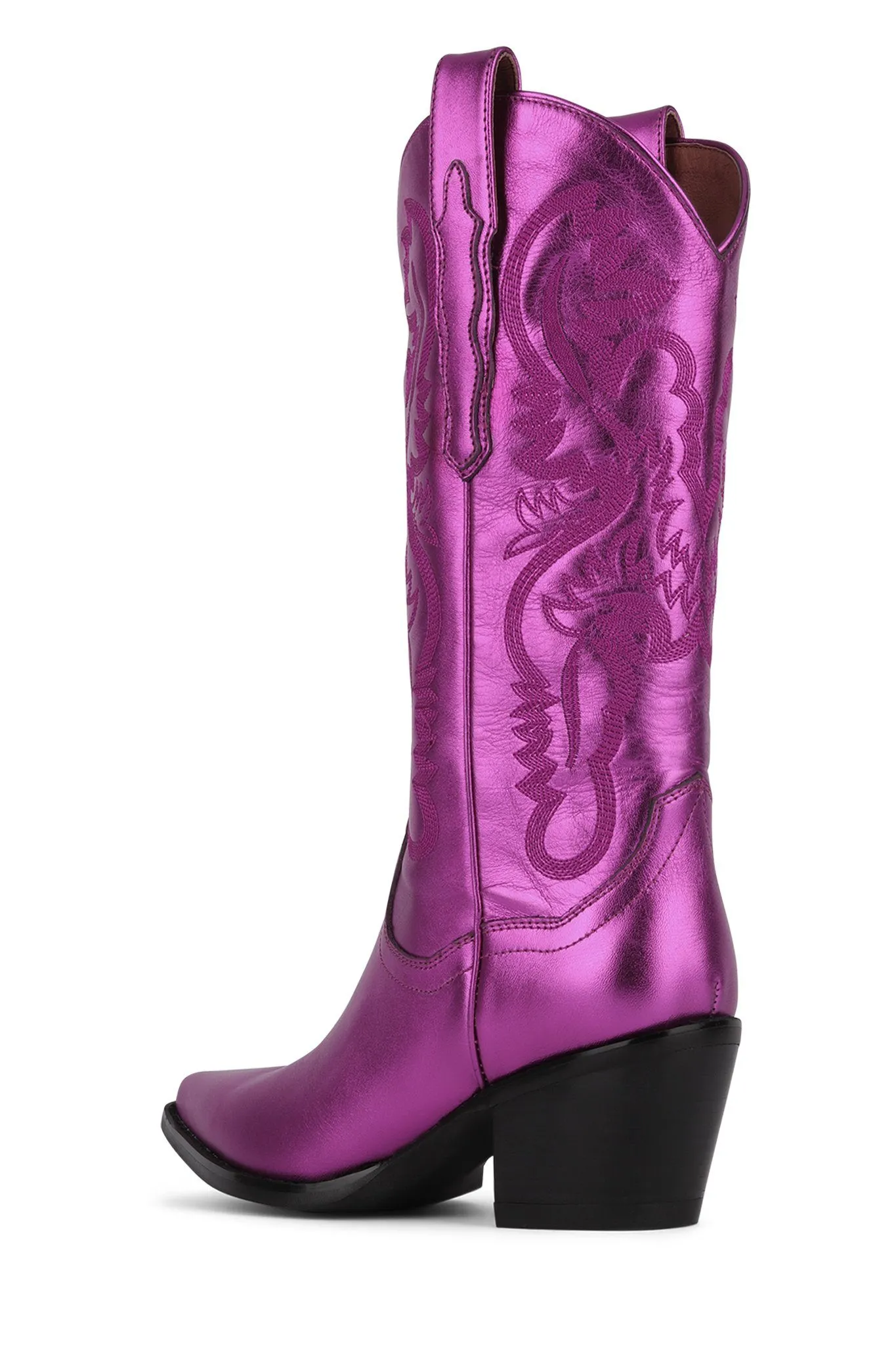 Jeffrey Campbell DAGGET Mid-Calf Western Heeled Boots FUCHSIA METALLIC