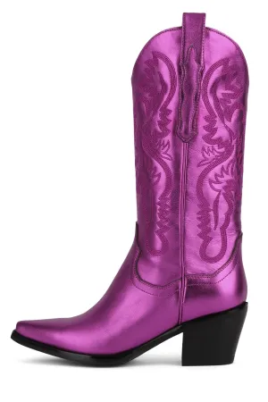Jeffrey Campbell DAGGET Mid-Calf Western Heeled Boots FUCHSIA METALLIC