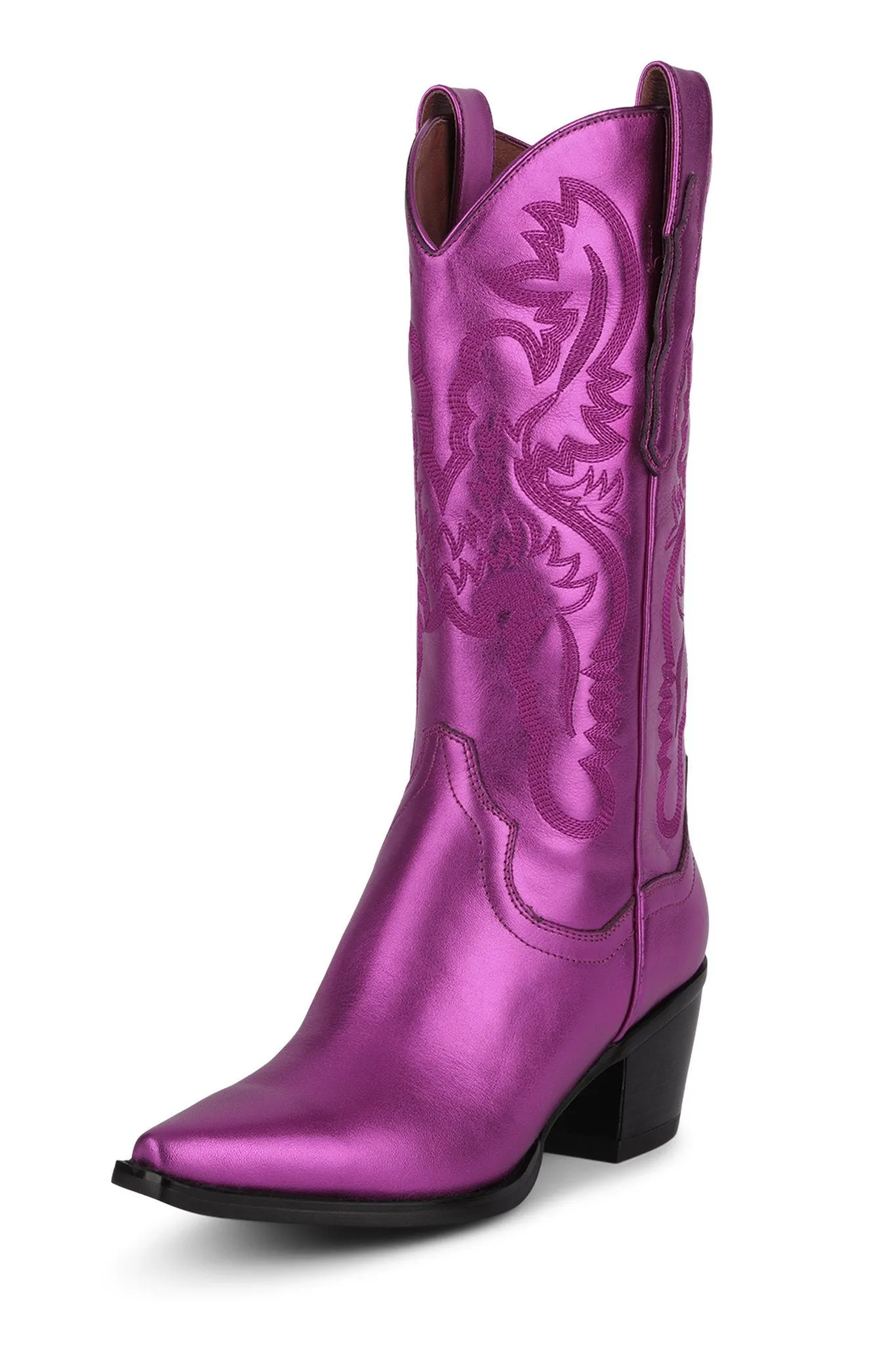 Jeffrey Campbell DAGGET Mid-Calf Western Heeled Boots FUCHSIA METALLIC