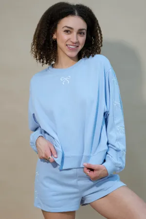 Lilia Bow Crewneck - Blue
