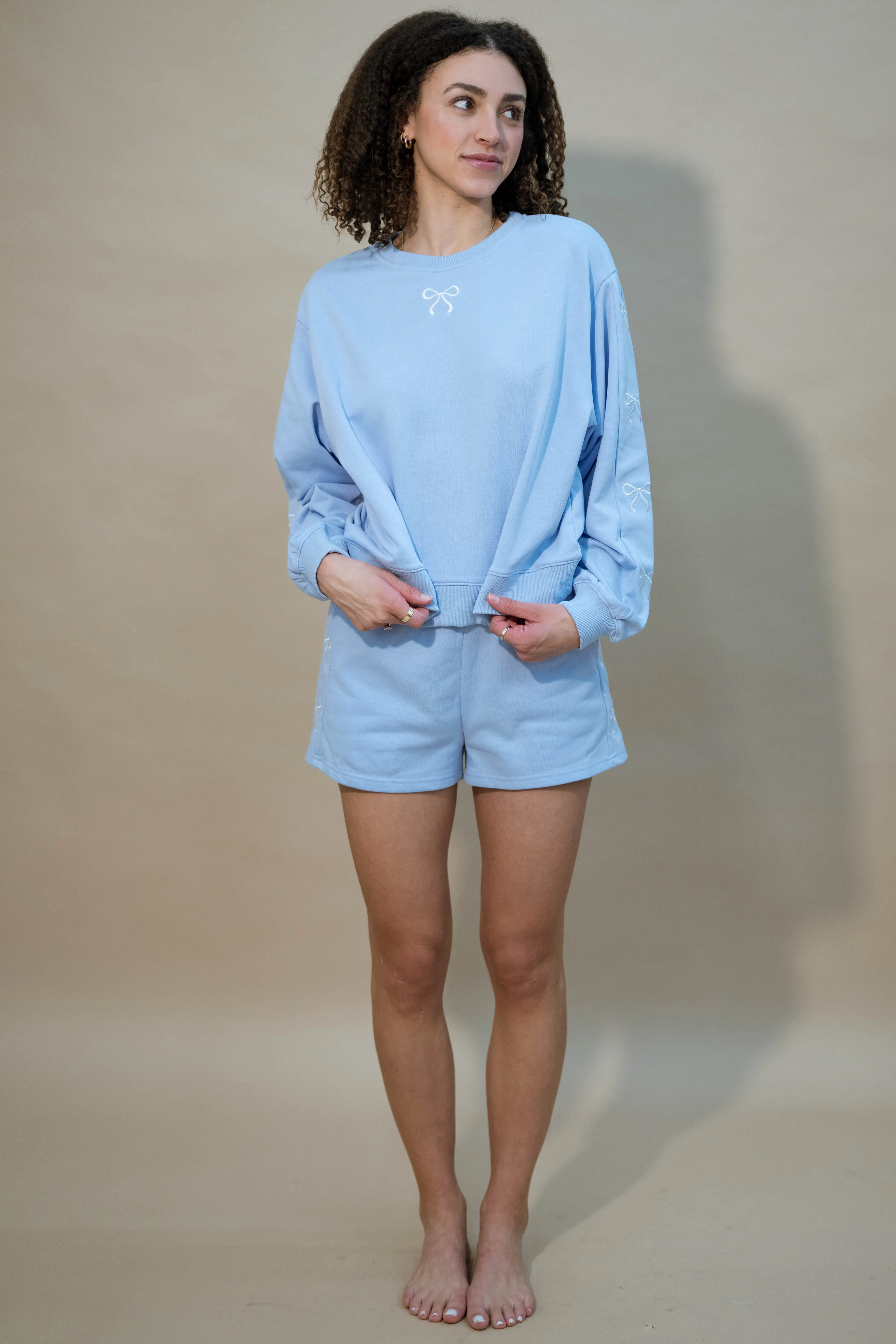 Lilia Bow Crewneck - Blue