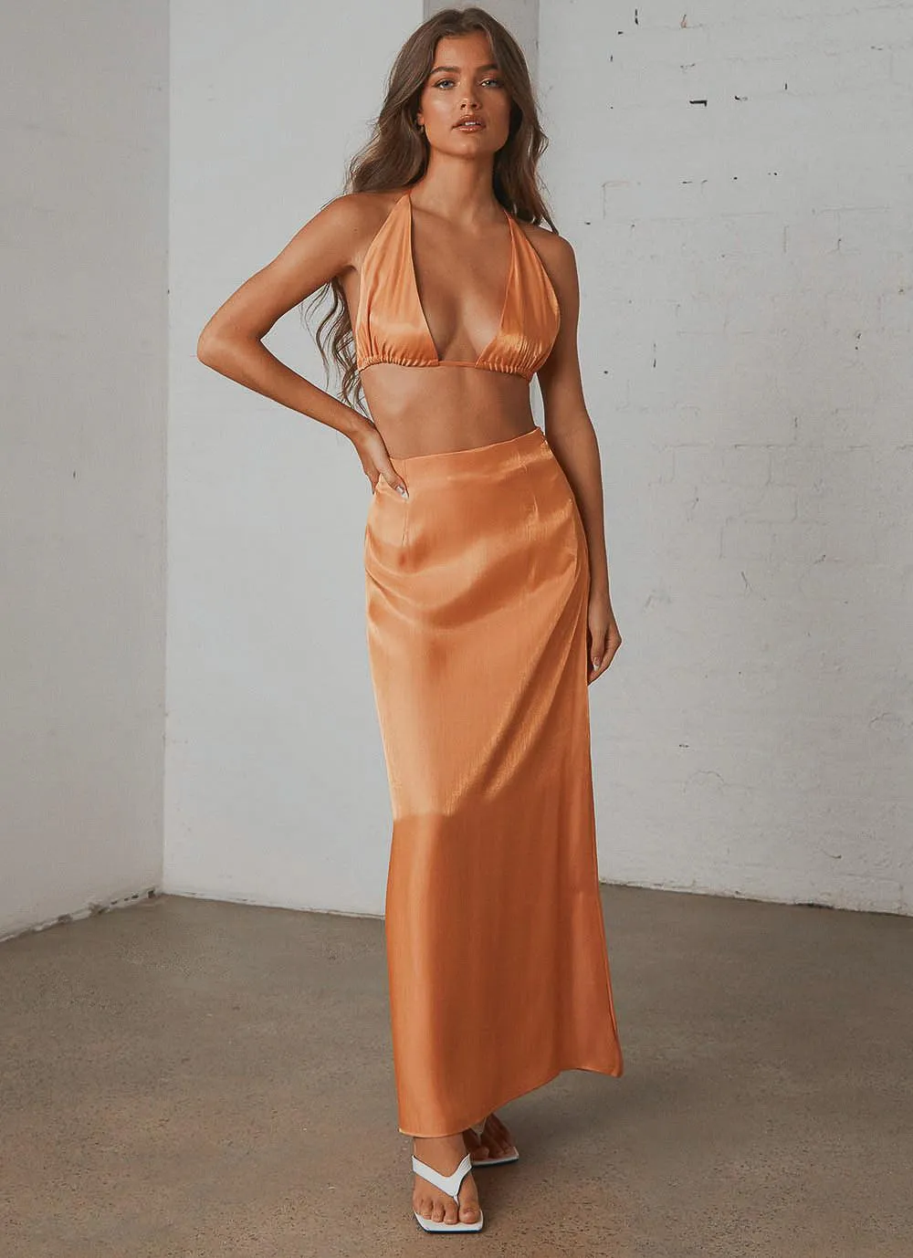 Long Nights Crop Top - Orange Shimmer