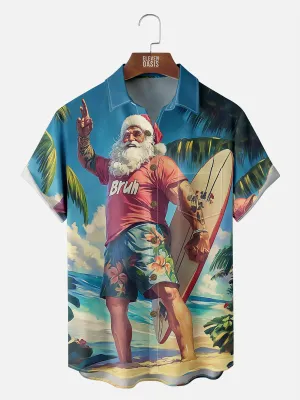 Men's Santa Surfs before He Works Short Sleeve Shirt