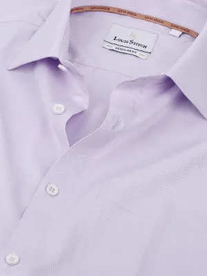 Men's Textured Purple Full Sleeves Regular Fit Formal Shirt
