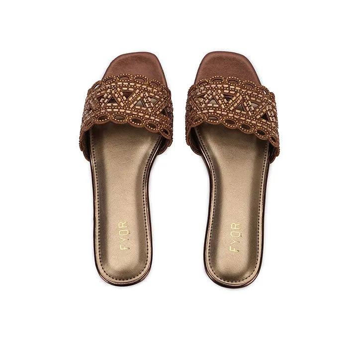 Mirror Cut Embellished Slide Sandal MY 319