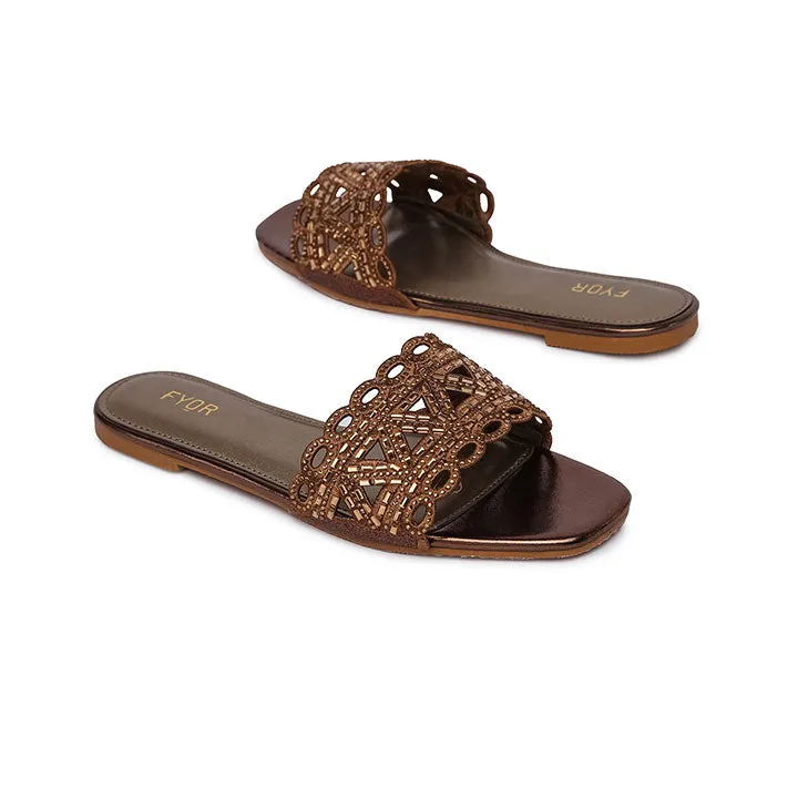 Mirror Cut Embellished Slide Sandal MY 319