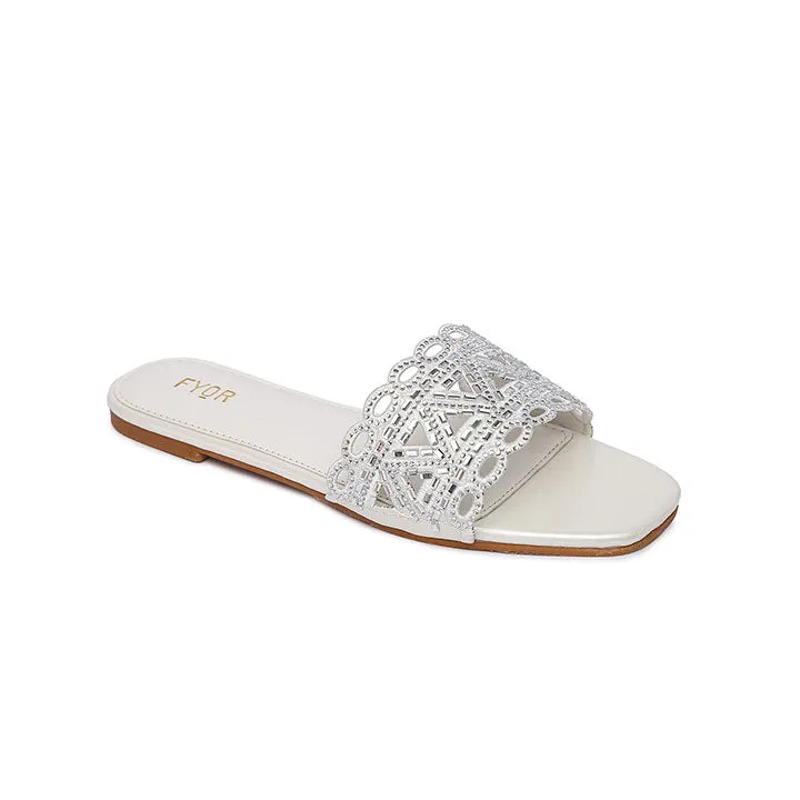 Mirror Cut Embellished Slide Sandal MY 319