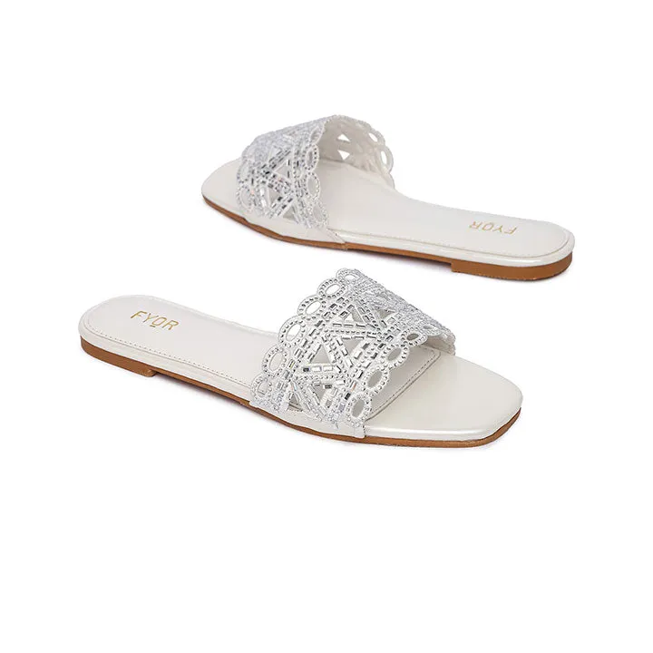 Mirror Cut Embellished Slide Sandal MY 319