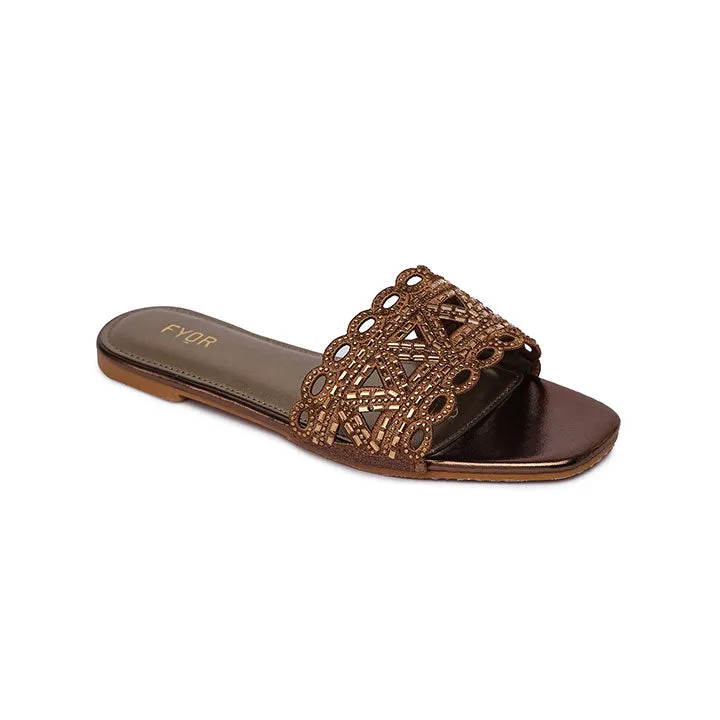 Mirror Cut Embellished Slide Sandal MY 319