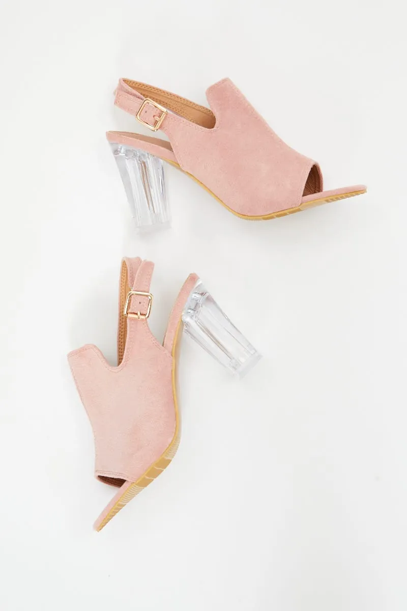 Pink Suedette Mules