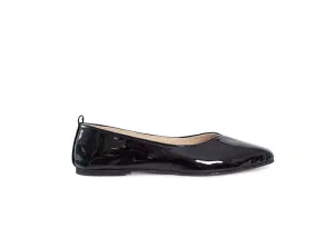 Pointed V Flat - Black patent supaletha