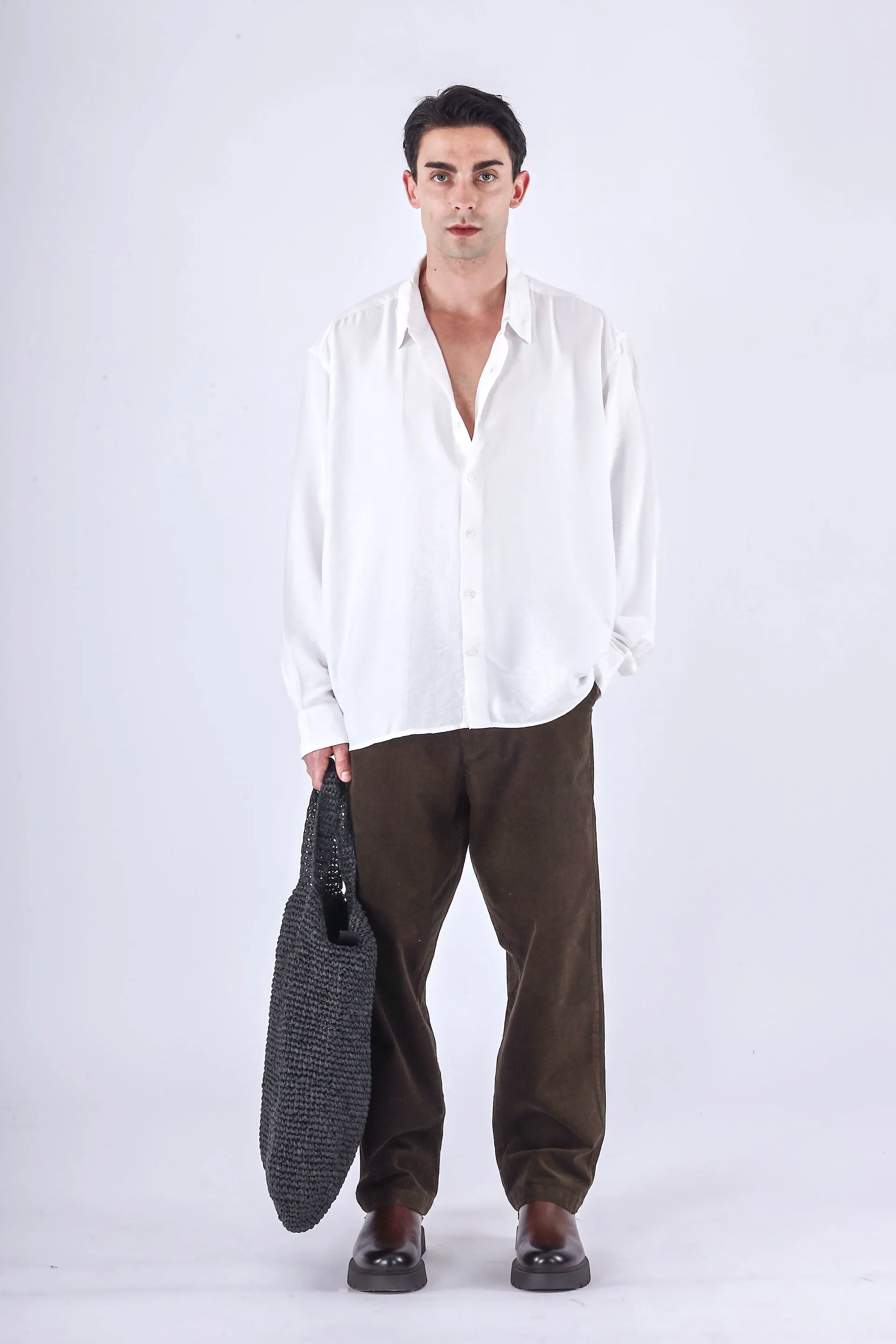 RELAXED DRAPE SHIRT IN WHITE