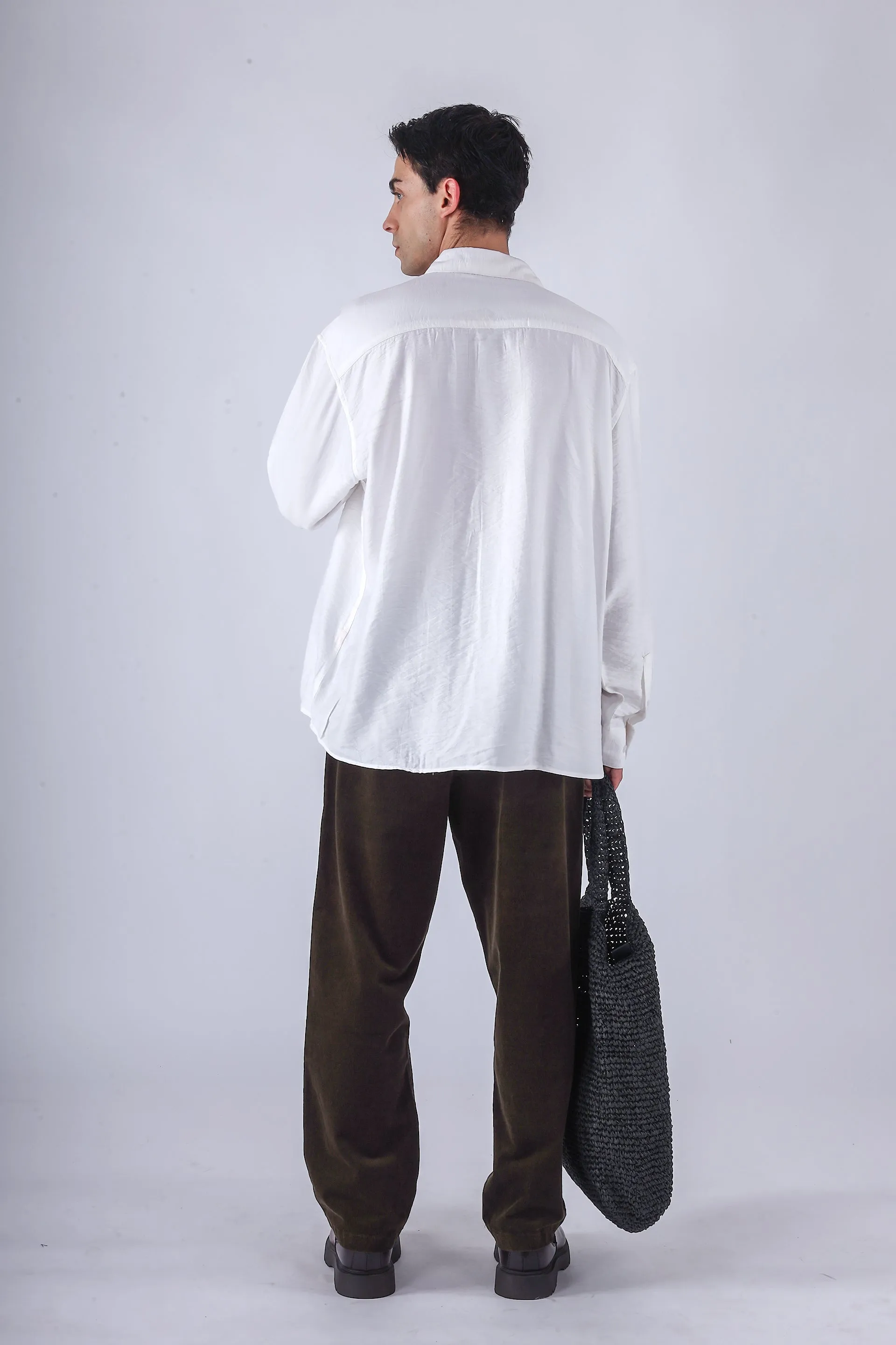 RELAXED DRAPE SHIRT IN WHITE