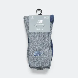 Ribbed Cuff Mid Calf Socks 2 Pack - Navy