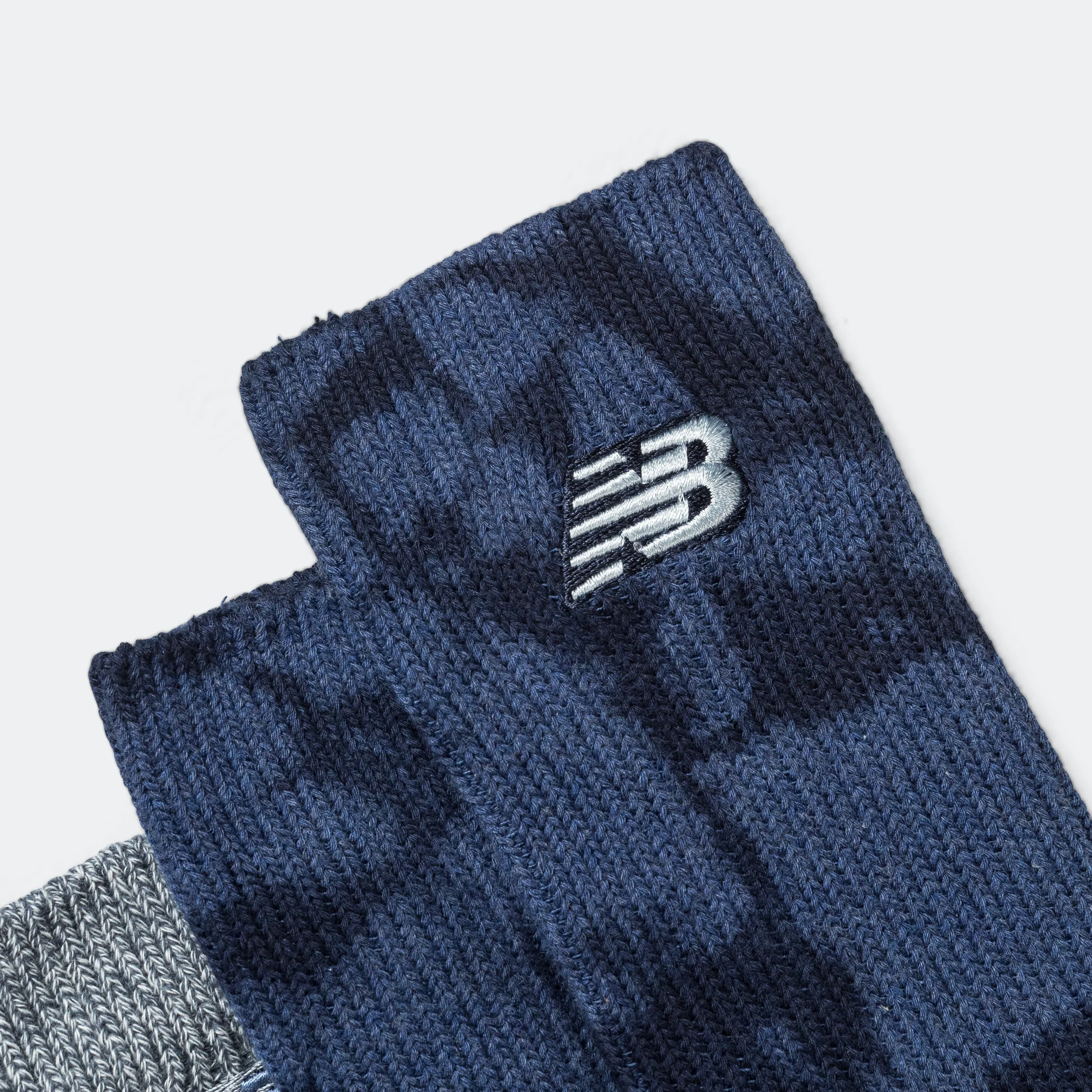 Ribbed Cuff Mid Calf Socks 2 Pack - Navy