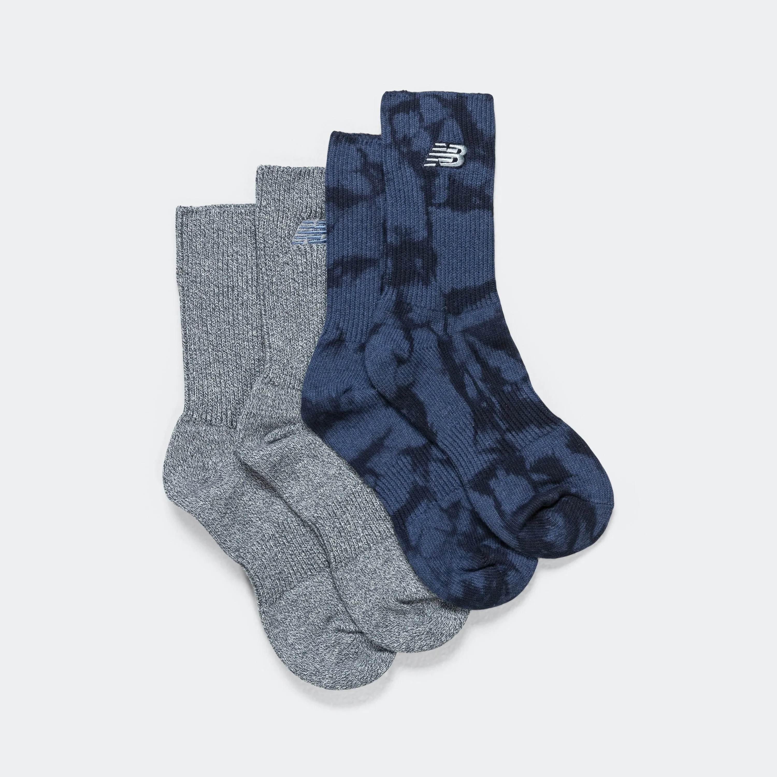 Ribbed Cuff Mid Calf Socks 2 Pack - Navy